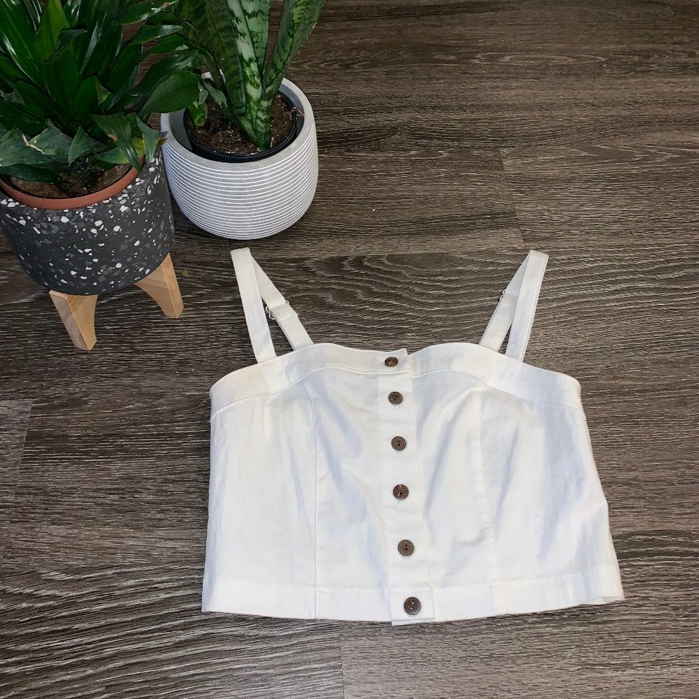 Forever 21 White Button Up Crop Top